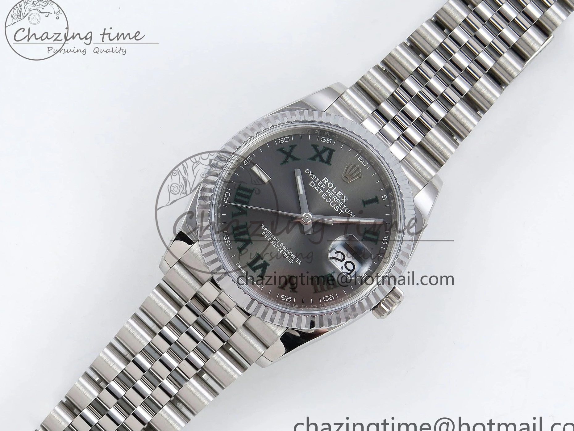 MiroTime 0313 Datejust 36mm 126234 904L Steel HGF 1:1 Best Edition Gray Dial Green Roman on SS Bracelet VR UrbanChic 1476